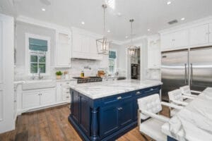 a kitchen in a new construction home in encino, california